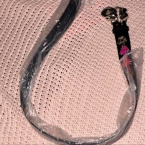 Chrome Hearts Black Belt with Pink Accents